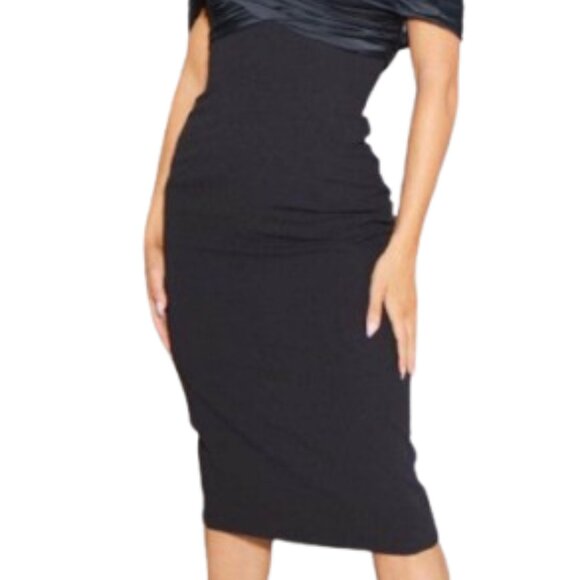 NWT Terani Couture 241C2330 Crepe Cocktail Dress Black Size 12 - Picture 2 of 6